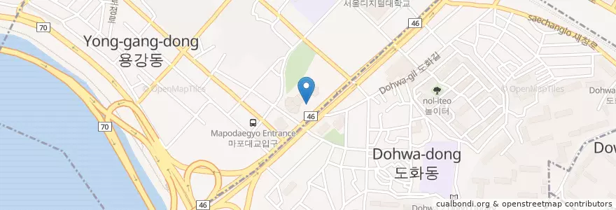 Mapa de ubicacion de 마포고 옛자리 en Corée Du Sud, Séoul, 마포구, 용강동.