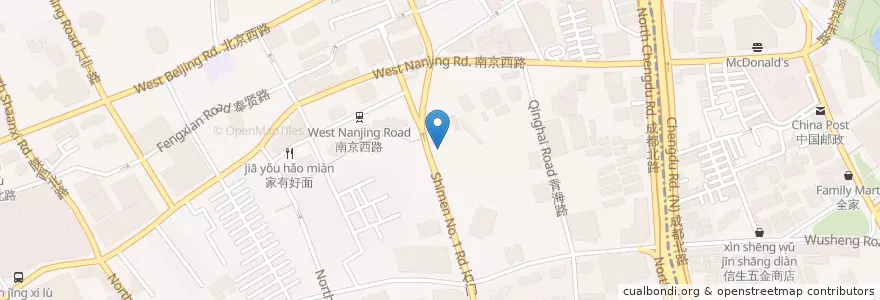 Mapa de ubicacion de Tesla Supercharger en Çin, Şanghay, Jing'an.