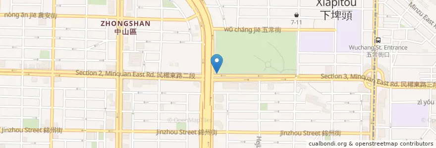 Mapa de ubicacion de Minquan & Jianguo Intersection en Taiwan, New Taipei, Taipei, Zhongshan District.