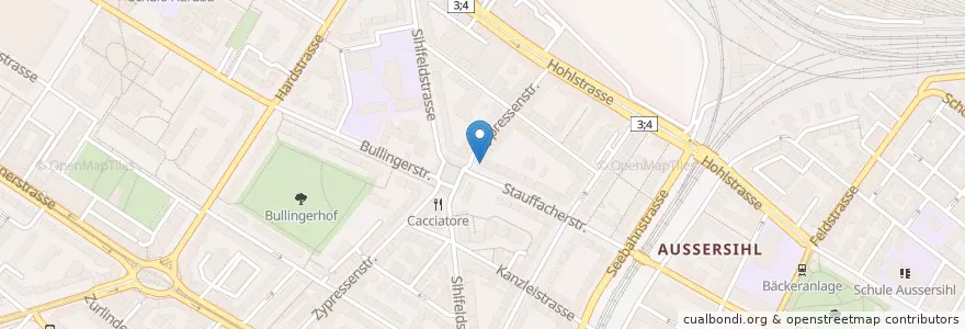 Mapa de ubicacion de Arztpraxis Bullingerplatz en İsviçre, Zürih, Bezirk Zürich, Zürich.