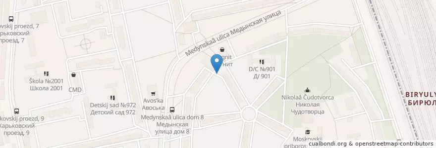 Mapa de ubicacion de Сюрприз en روسيا, Центральный Федеральный Округ, Москва, Южный Административный Округ, Район Бирюлёво Западное.