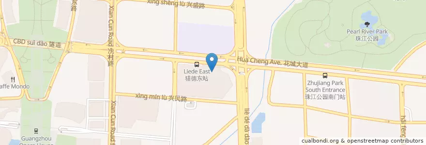Mapa de ubicacion de McDonald's en الصين, غوانغدونغ, 广州市, 天河区, 猎德街道.