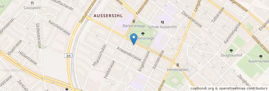 Mapa de ubicacion de Kafi für Dich en スイス, チューリッヒ, Bezirk Zürich, Zürich.