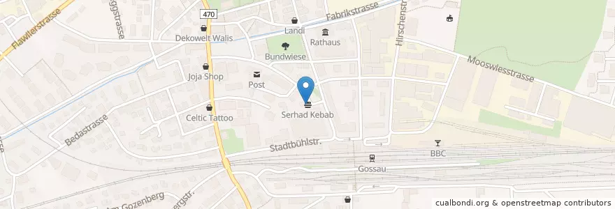 Mapa de ubicacion de Serhad Kebab en Schweiz/Suisse/Svizzera/Svizra, Sankt Gallen, Wahlkreis St. Gallen, Gossau (Sg).