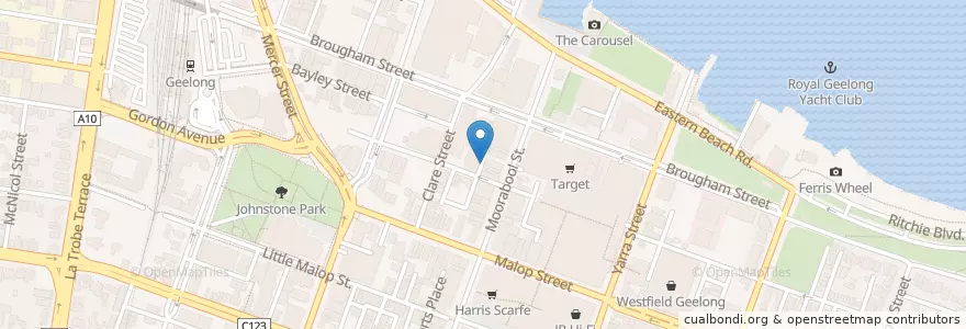 Mapa de ubicacion de Fuel Coffee + Food en Australia, Victoria, City Of Greater Geelong.