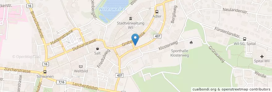 Mapa de ubicacion de Restaurant Barcelona en Zwitserland, Sankt Gallen, Wahlkreis Wil, Wil (Sg).