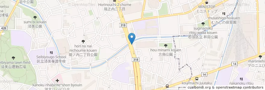 Mapa de ubicacion de 方南交番 en ژاپن, 東京都, 杉並区.