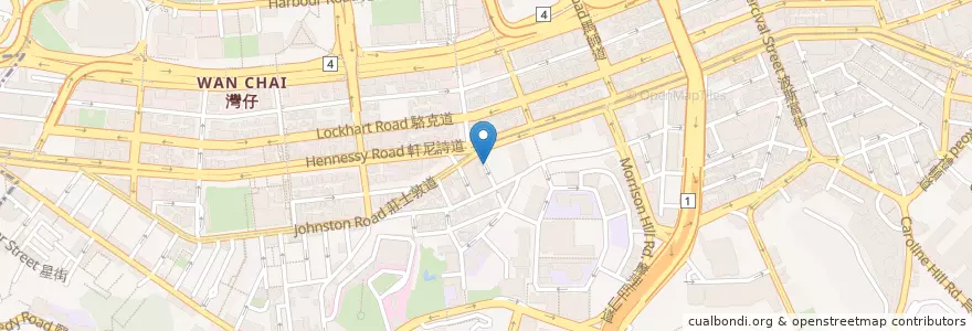 Mapa de ubicacion de 雄記美食 en 중국, 광둥성, 홍콩, 홍콩섬, 신제, 灣仔區 Wan Chai District.