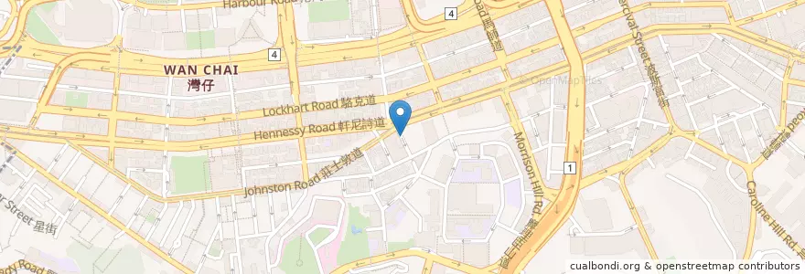 Mapa de ubicacion de 華星冰室 Chrisly Cafe en 중국, 광둥성, 홍콩, 홍콩섬, 신제, 灣仔區 Wan Chai District.