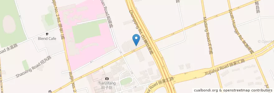 Mapa de ubicacion de 現代藝術基地 en Cina, Shanghai, Distretto Di Huangpu.