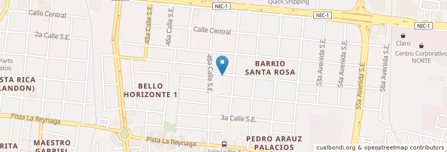 Mapa de ubicacion de Salón del Reino de los Testigos de Jehová, Santa Rosa en Nicaragua, Departamento De Managua, Managua (Municipio).