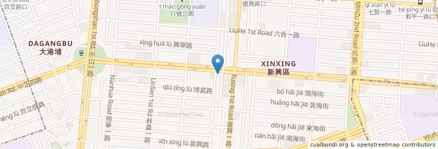 Mapa de ubicacion de 興趣咖啡 en تايوان, كاوهسيونغ, 新興區.