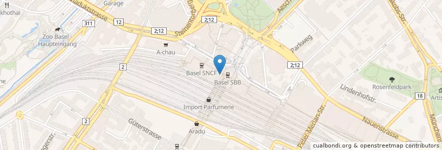 Mapa de ubicacion de Migros Take-Away en Suiza, Basilea-Ciudad, Basilea.