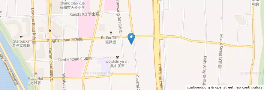 Mapa de ubicacion de 泰隆商业银行 en 中国, 浙江省, 杭州市, 上城区, 湖滨街道.