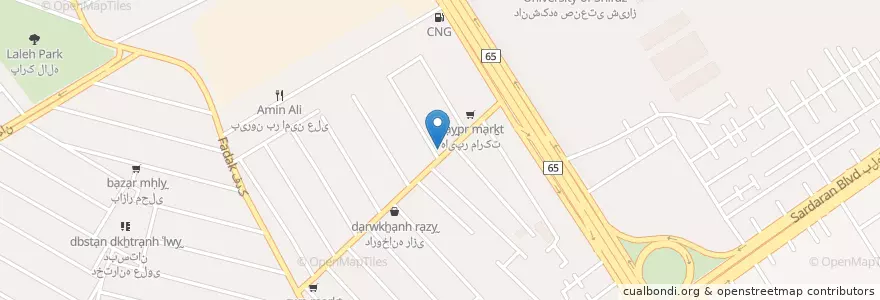 Mapa de ubicacion de کبابی و جگرکی en Иран, Фарс, شهرستان شیراز, بخش مرکزی, شیراز.