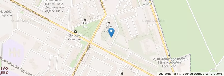 Mapa de ubicacion de Библиотека №221 (отдел) en Rusland, Centraal Federaal District, Moskou, Западный Административный Округ, Район Солнцево.
