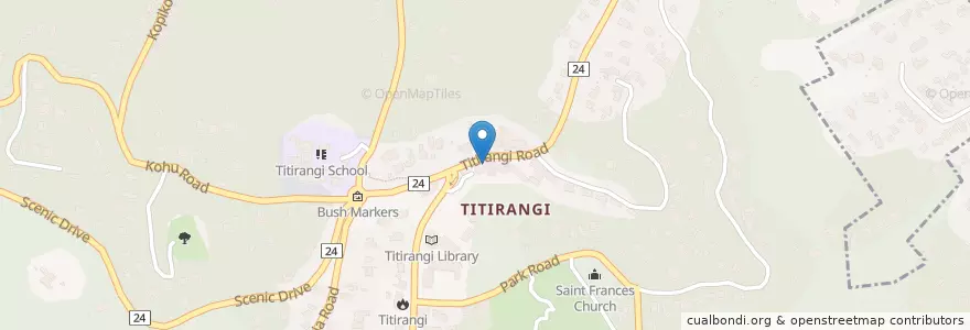 Mapa de ubicacion de Fringe Cafe en New Zealand, Auckland, Waitakere Ranges.