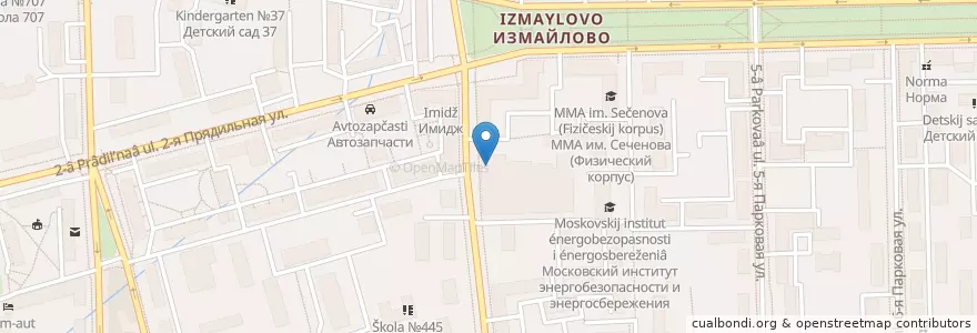 Mapa de ubicacion de Домино’c Пицца en Russland, Föderationskreis Zentralrussland, Moskau, Östlicher Verwaltungsbezirk, Район Измайлово.