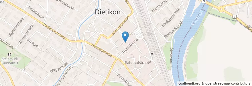 Mapa de ubicacion de Augenzentrum Dietikon en Suiza, Zúrich, Bezirk Dietikon, Dietikon.