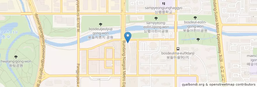 Mapa de ubicacion de 바닥분수 en Coreia Do Sul, Gyeonggi, 분당구.