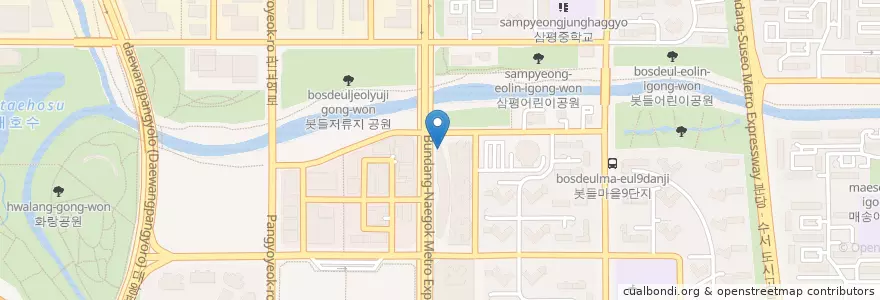 Mapa de ubicacion de 탐앤탐스 en 大韓民国, 京畿道, 盆唐区.