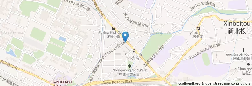 Mapa de ubicacion de 伯朗咖啡館 en 타이완, 신베이 시, 타이베이시, 베이터우 구.