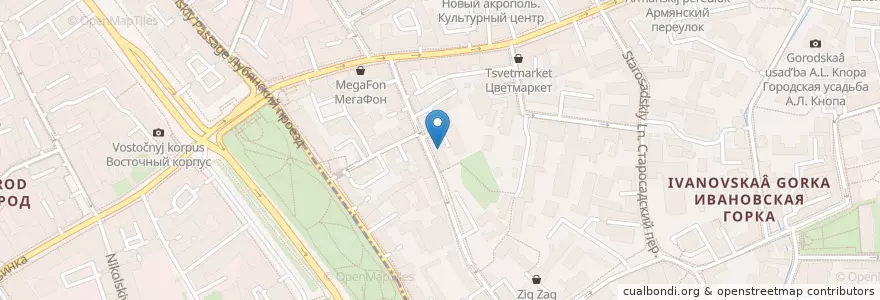 Mapa de ubicacion de МосКальян en Russia, Distretto Federale Centrale, Москва, Центральный Административный Округ.