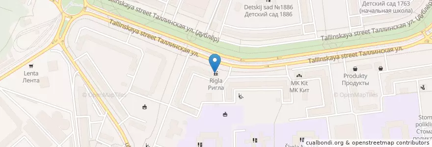 Mapa de ubicacion de Ригла en Rusia, Центральный Федеральный Округ, Москва, Северо-Западный Административный Округ, Район Строгино.