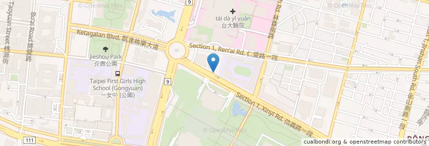 Mapa de ubicacion de 中正運動中心 en تايوان, تايبيه الجديدة, تايبيه, 中正區.