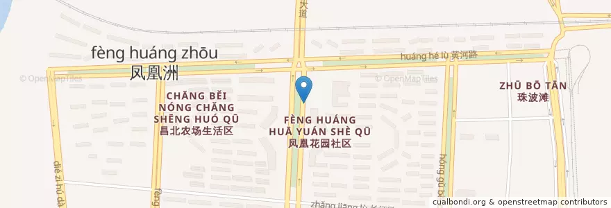 Mapa de ubicacion de 凤凰花园东区 en China, Jiangxi, Nanchang, 红谷滩区, 凤凰洲管理处.