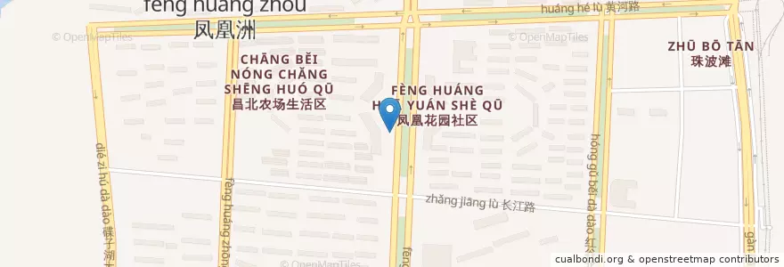 Mapa de ubicacion de 凤凰花园西区 en Cina, Jiangxi, Nanchang, 红谷滩区, 凤凰洲管理处.
