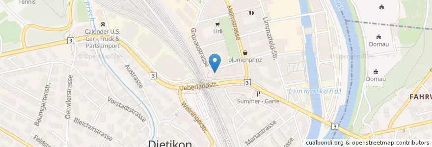 Mapa de ubicacion de Ärztezentrum Limmatfeld en Switzerland, Zurich, Bezirk Dietikon, Dietikon.