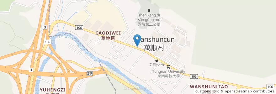 Mapa de ubicacion de 八方雲集水餃鍋貼專賣店(東南店) en Taiwan, Nuova Taipei, Distretto Di Shenkeng.