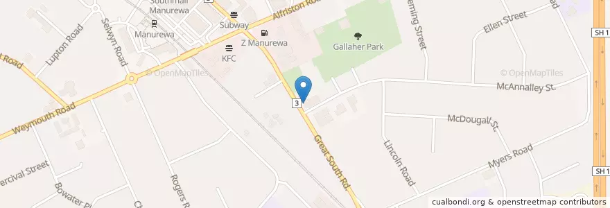Mapa de ubicacion de VOV Fast Food en Neuseeland, Auckland, Manurewa.