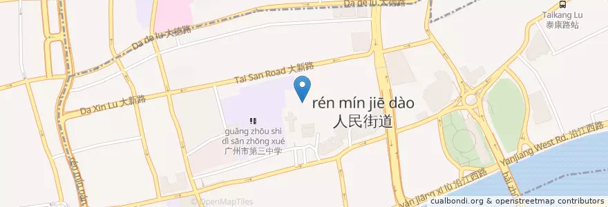 Mapa de ubicacion de 廣醫第一附屬醫院交通院區 en Китай, Гуандун, Гуанчжоу, 越秀区, 人民街道.