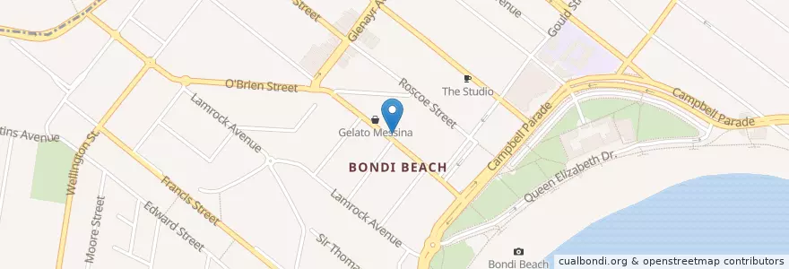 Mapa de ubicacion de Cafe Bikini en Australia, Nueva Gales Del Sur, Waverley Council, Sydney.