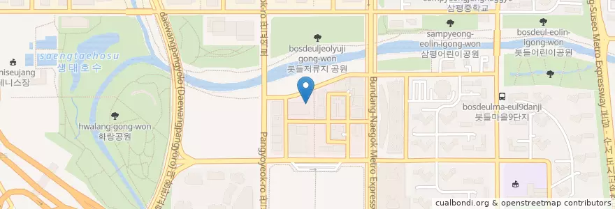 Mapa de ubicacion de 파스쿠치 en Corea Del Sur, Gyeonggi, 분당구.