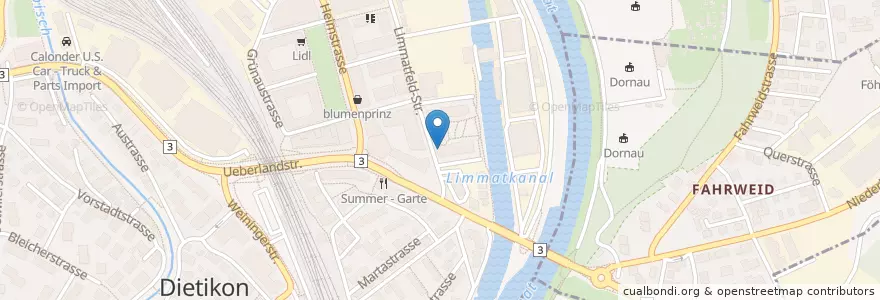 Mapa de ubicacion de Kita Chinderstern en Schweiz, Zürich, Bezirk Dietikon, Dietikon.