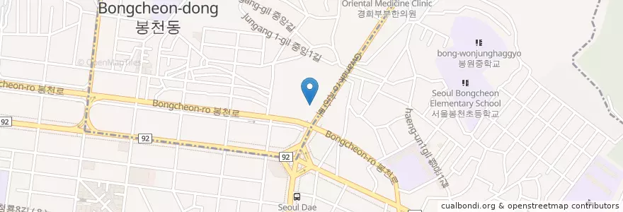Mapa de ubicacion de 자연별곡 en کره جنوبی, سئول, 관악구, 중앙동.