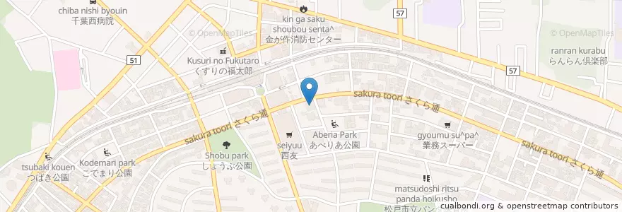Mapa de ubicacion de ココス en 일본, 지바현, 松戸市.