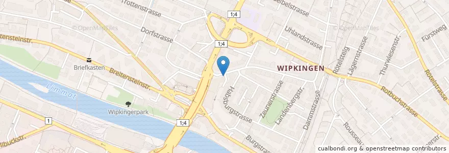 Mapa de ubicacion de Parkgarage Zentrum Wipkingen en Switzerland, Zürich, Bezirk Zürich, Zürich.