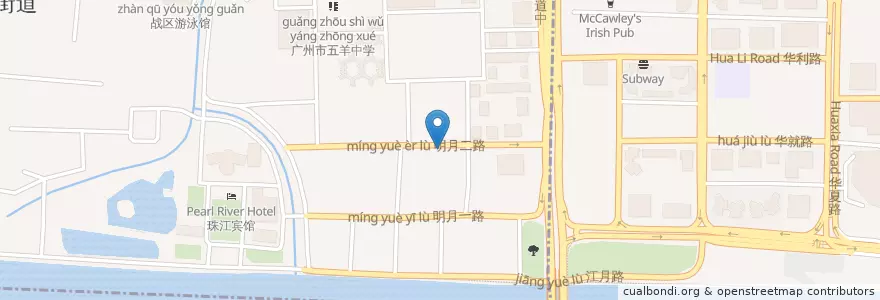 Mapa de ubicacion de 越秀区办案中心 en China, Guangdong, Guangzhou, 越秀区, 东山街道.