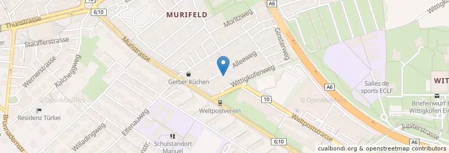 Mapa de ubicacion de Tagi Murifeld en Switzerland, Bern/Berne, Verwaltungsregion Bern-Mittelland, Verwaltungskreis Bern-Mittelland, Bern.