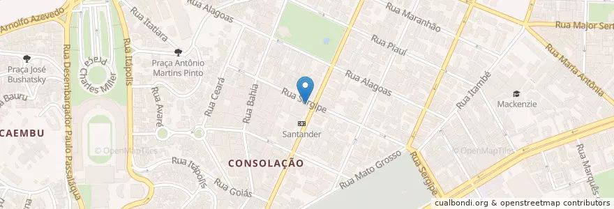 Mapa de ubicacion de Ponto de Táxi Sergipe en ブラジル, 南東部地域, サンパウロ, Região Geográfica Intermediária De São Paulo, Região Metropolitana De São Paulo, Região Imediata De São Paulo, サンパウロ.