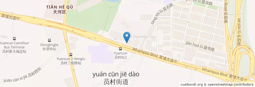 Mapa de ubicacion de 中国光大银行 en الصين, غوانغدونغ, 广州市, 天河区, 天园街道.