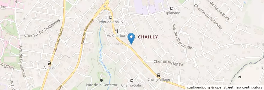 Mapa de ubicacion de Garage Pont de Chailly F. Mariotti en Suíça, Vaud, District De Lausanne, Lausanne.