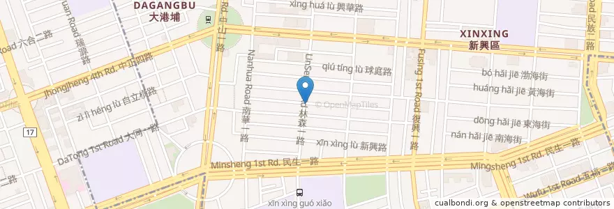 Mapa de ubicacion de 灰。咖啡 en Taiwán, Kaohsiung, 新興區.