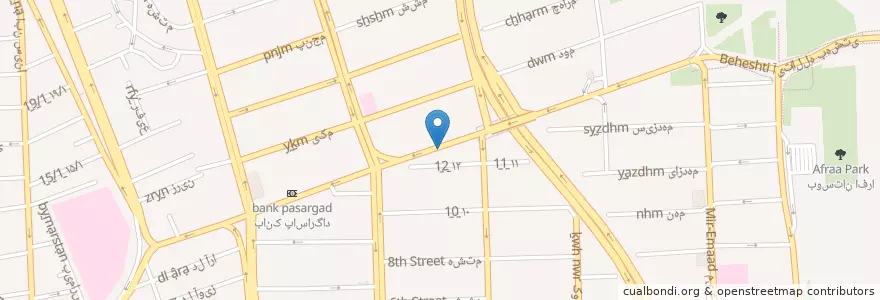 Mapa de ubicacion de مرکز آموزش شرکت عصر دانش افزار en 이란, 테헤란, شهرستان تهران, 테헤란, بخش مرکزی شهرستان تهران.