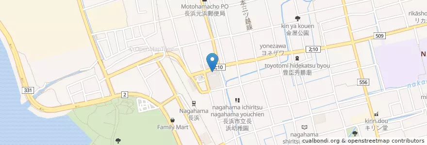 Mapa de ubicacion de 中島屋食堂 en 日本, 滋賀県, 長浜市.