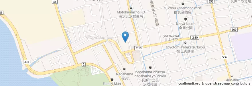 Mapa de ubicacion de 成駒屋 en اليابان, شيغا, 長浜市.